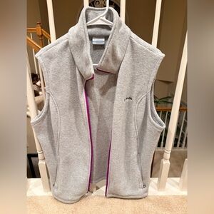 Columbia Heather Gray Vest with Magenta Accents